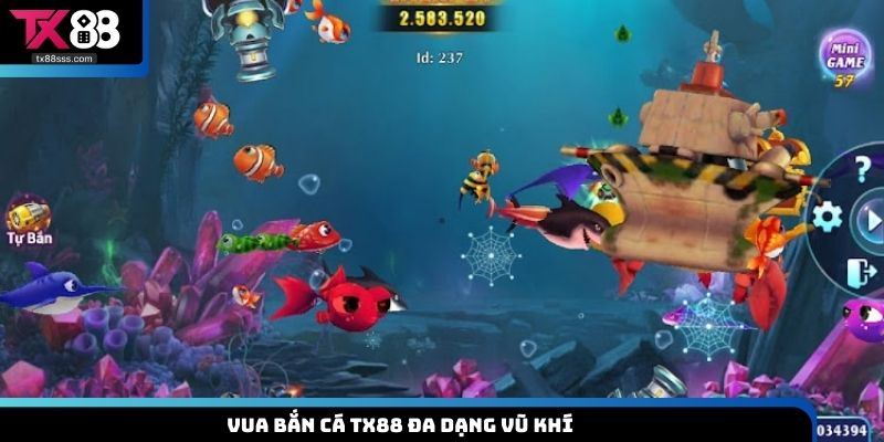 Vua bắn cá TX88 đa dạng vũ khí 